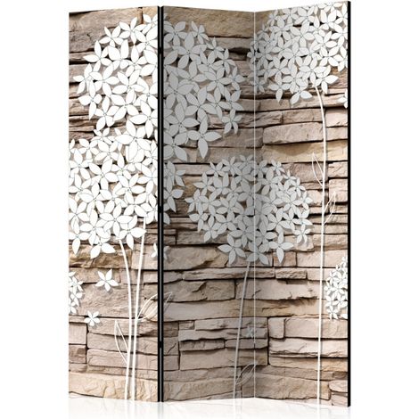 Paravent 3 Volets "Flowers on the Stone" 135x172cm (1/2)
