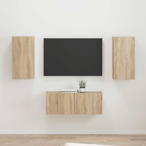 TV-Schrankset Wandmontiert 2 pcs Sonoma-Eiche Holzwerkstoff