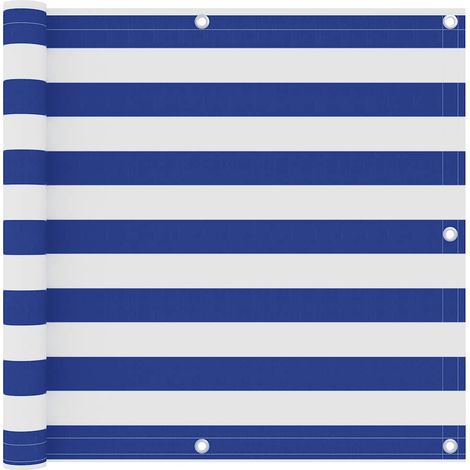 Paravent de balcon, blanc et bleu, 90 x 500 cm, tissu Oxford