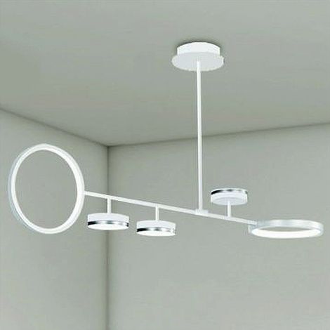 TRADE SHOP - Lampadario A Sospensione Led 37w Con 5 Cerchi Lampada Orizzontale Bianco Luce Naturale 71330 - (1/4)