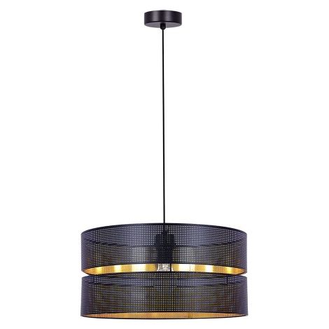 Suspension Kaja COSMO Zimbo abat-jour noir/or Ø40 E27
