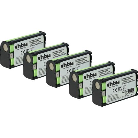 vhbw 5x Battery Replacement for Sennheiser BA2015, BA-2015 for Wireless Headset Headphones (1500 mAh, 2.4 V, NiMH)