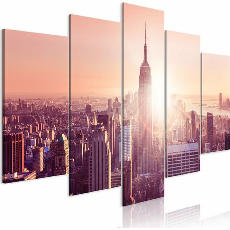 Tableau soleil sur manhattan large orange - 200 x 100 cm (1/4)