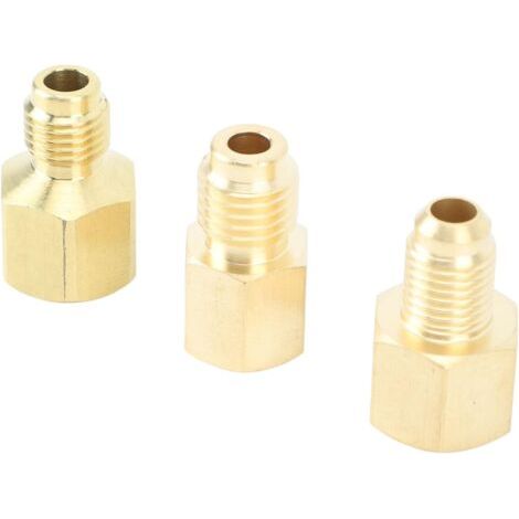 Ensemble adaptateur en laiton trois pièces pour canette de réfrigérant, ensemble adaptateur pour pompe à vide de climatiseur. (1/5)