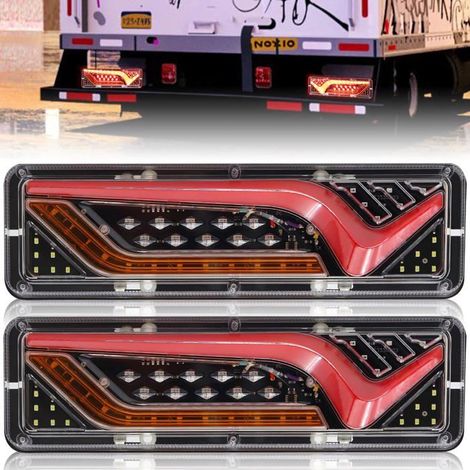 Feux Arrière LED Remorque Camion 24V 5 en 1 Clignotant Séquentiel Défilant - Stationnement Frein Marche Arrière Position (1/5)