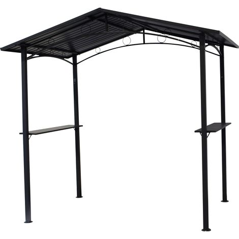 Grillpavillon TOULOUSE 2,5x1,6 Meter, Stahl dunkelgrau, Dach aus Metall (1/5)
