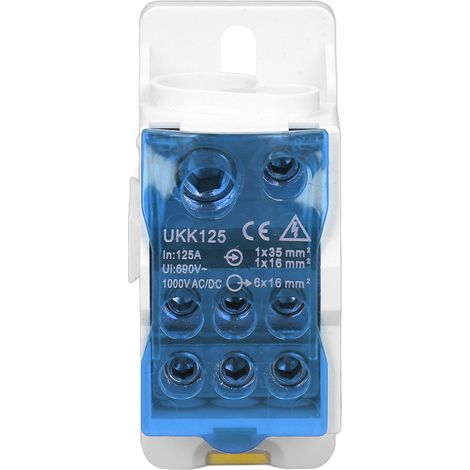 Boîte de distribution sur rail DIN, bornier électrique universel, boîte de jonction pour câbles d'alimentation 690 V 125 A, bleue