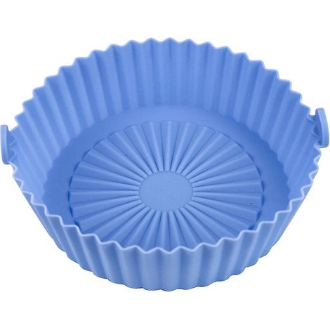 Wiederverwendbarer Silikon-Heißluftfritteusentopf, hitzebeständiger Antihaft-Kochkorb – Größe L – Blau (1/4)