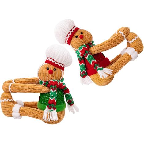 Lot de 2 embrasses de rideaux en forme de bonhomme en pain d'épice, décorations de Noël pour la maison et la cuisine. (1/5)