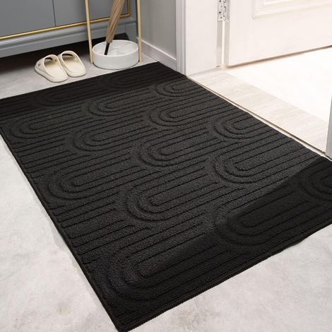 Lntyq – Paillasson antidérapant 60 x 90 cm – Tapis lavable pour intérieur et extérieur – Bords renforcés pour usage intensif – Noir (1/5)