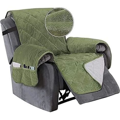 Housse de Fauteuil Relax Matelassé Inclinable Couvre Fauteuil Relax Imperméable Housses de Protege Fauteuil Inclinable ,Vert (1/4)