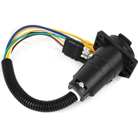 Câble de connexion plat à 4 conducteurs vers rond à 7 conducteurs (norme américaine) pour camping-cars, camions et remorques, avec support, 6-24 V (1/5)