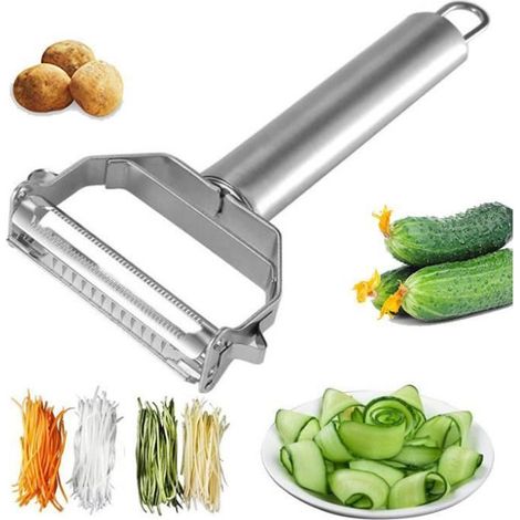 Éplucheur,Éplucheur Multifonctionnel Manuel à Double Tranchant,Éplucheur à légumes Universel en Acier inoxydable,Pour Fruit,Carotte (1/4)