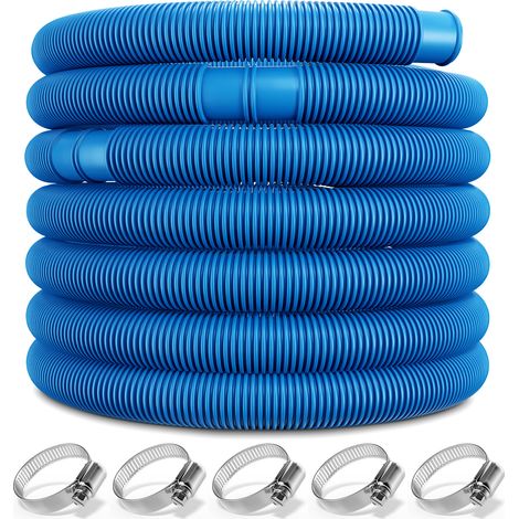 MONZANA® Poolschlauch 6-14m Ø 32-38mm flexibel robust Muffen 5x Schlauchschellen UV Chlor resistent Schwimmbadschlauch Pumpenschlauch Wasserschlauch 6m 38mm blau