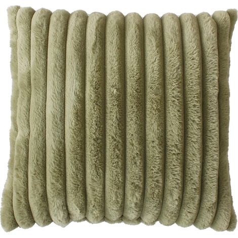 Coussin a poil 40 x 40 cm cottele vert olive (1/3)