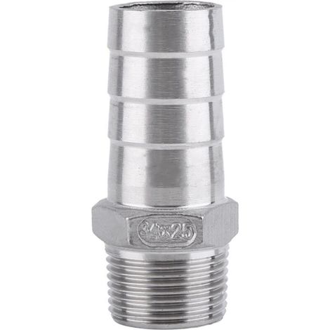 Raccord de tuyau, adaptateur, raccord fileté mâle en acier inoxydable SS304, raccord BSP, tuyau cannelé, connecteurs de pièces (3/4'' x 25 mm) (1/5)