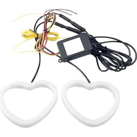 Anillos LED RGB Angel Eyes Halo con control por aplicación - Diseño en forma de corazón, luces DRL ámbar intermitentes, accesorios para luces de coche()