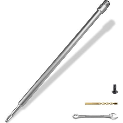 1 rallonge pour scie trépan sds plus, manche rond 450mm, filet m22, acier haute résistance, perçage mural (1/5)