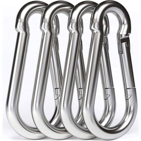 4PCS - M10 Mousqueton en Acier Inoxydable 304 - Grand Mousqueton Inox 100mm de Fixation Capacité de Charge de 750 kg, Crochet Mous (1/4)
