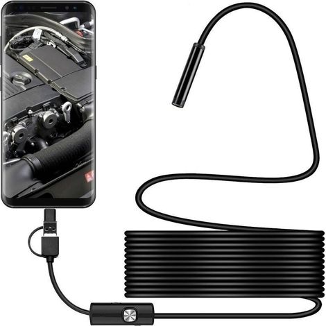 Descubra misterios ocultos con nuestra cámara endoscópica Android con lente ajustable de 7 mm: resistente al agua, perfecta para inspeccionar tuberías y serpientes hasta a 5 metros de distancia. (1/4)