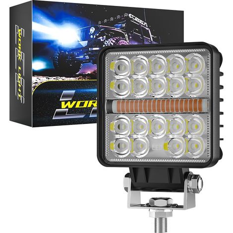 Phare de Travail LED 4 Pouces 37MM Double Couleur Blanc/Jaune avec DRL, Feu de Conduite Spot + Flood 35W 3500LM, Éclairage pour 4x4 Camion Chantier Bateau DC 9-80V IP68（4pcs） (1/5)
