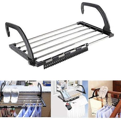 Étendoir à linge pliable en acier inoxydable pour balcon, radiateur ou fenêtre, pour sécher le linge humide avant de le laver (40 x 32 cm) (1/5)