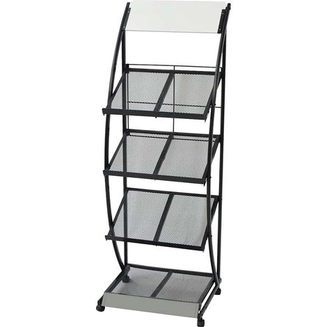 vidaXL Porte-revue 47 x 40 x 134 cm Noir et blanc A4 (1/5)