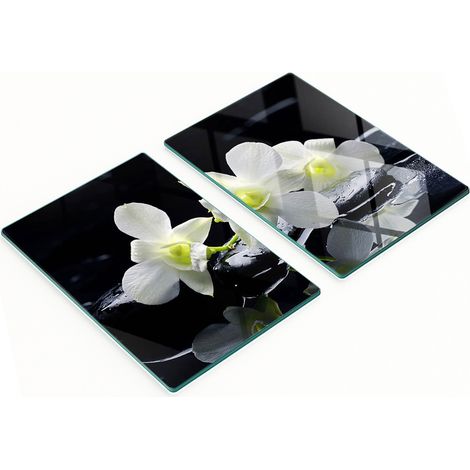 Tavole decorative multifunzionali in vetro per cucina, motivo orchidea, 2x40x52 cm (1/5)