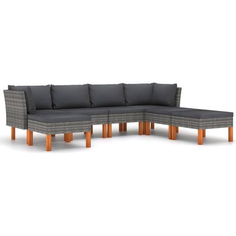 Salon de jardin 7 pcs Contemporain, Ensemble repas de jardin, avec coussins Résine tressée Gris OIB6628E (1/4)