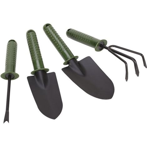 Kit d’outils de jardin 4 pièces en acier inoxydable, outils anti-rouille pour plantation et jardinage (1/2)
