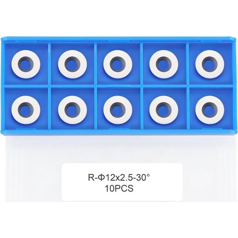 Round Carbide Inserts 12 mm (R12 x 2.5 mm) for Medium Format Wood Turning Tools and Wood Turner Finisher Hollowers, 10 Pieces (1/5)
