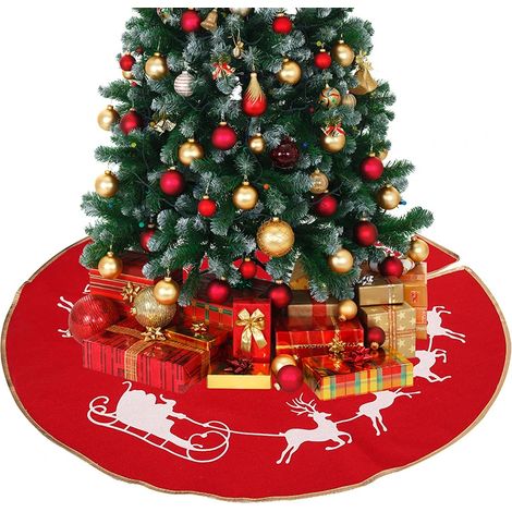 Jupe de sapin de Noël 38,5 pouces, jupe de sapin de Noël en jute à motif d'élan (1/3)
