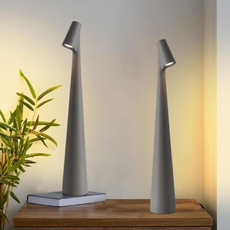 Lot de 2 lampes de table sans fil Gris, rechargeable, tactile et étanches, idéales pour la lecture, la chambre, le salon ou une table de chevet 33cm (1/5)