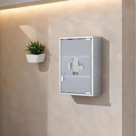 Meuble de salle de bain en acier verre 30 x 18 x 50 cm (1/5)