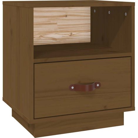 Mesita de noche madera maciza de pino marrón miel 40x34x45 cm vidaXL (1/5)