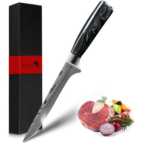 Couteau à désosser couteau de chef professionnel couteau de cuisine allemand en acier inoxydable, extrêmement tranchant, multifonctionnel pour les légumes, la viande dans les restaurants et la maison (1/5)