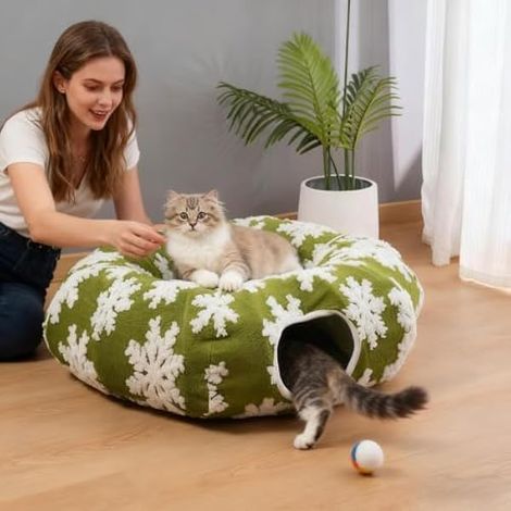 Lit Tunnel pour Chat De Noël Lit pour Chat en Forme de Donut (1/5)