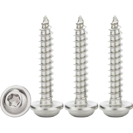 50 Pièces Vis à Tôle Autoperceuses M3x20mm,Vis Autoforeuse Torx avec Rondelle Acier Inoxydable A2 V2A Vis Bois à Tête Bombée Plate Dureté élevée,Entièrement Fileté