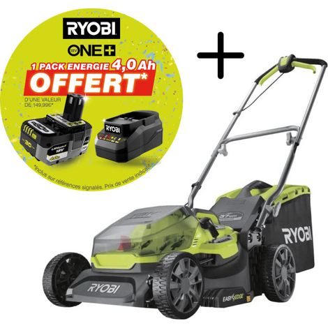 Tondeuse RYOBI 18V Brushless RY18LMX37A - coupe 37cm - Batterie 4,0Ah et chargeur OFFERTS
