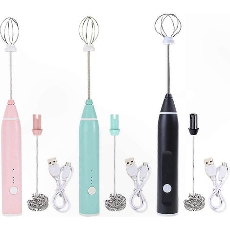Mixeur électrique fouet mousseur à lait rechargeable inox batteur portatif pour café cappuccino complément alimentaire (1/4)