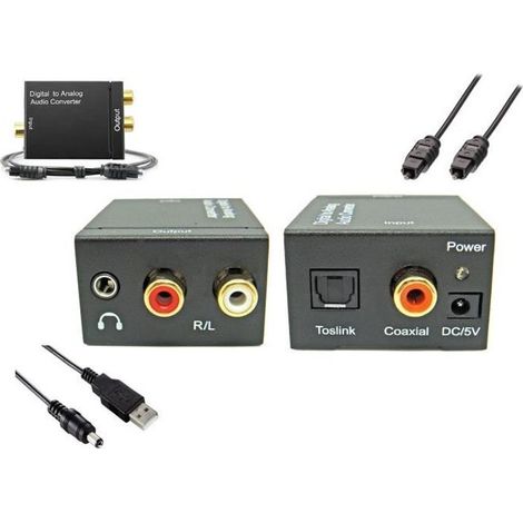 Convertisseur Audio Numérique - Non spécifié - SPDIF - RCA & 3,5 mm Jack - Noir - Audio Analogique (1/4)