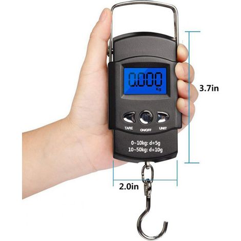 Balance de poche portable avec écran LCD rétroéclairé, balance électronique numérique, crochet de suspension, mètre ruban inclus, mini bagage pour cuisine postale (1/5)