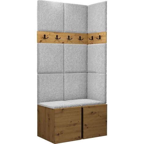 Conjunto para recibidor Pinis I, Abriamo 6, 186x84x46cm, Aglomerado laminado, Tapiz, Colocada, Montada en la pared