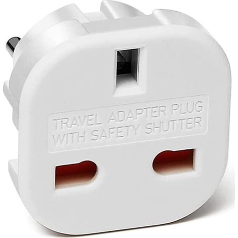 Adaptateur UK vers prise de voyage Prise de type G vers 2 broches européenne Modèle C E F Blanc (1/4)