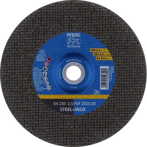 PFERD - DISQUE A TRONCONNER OU A ABARBER - Ø MM.230 - EPAIS. MM.2,5 - MATIÈRE.INOX - GAMME.STANDARD - MOYEU.DÉPORTÉ - (1/2)