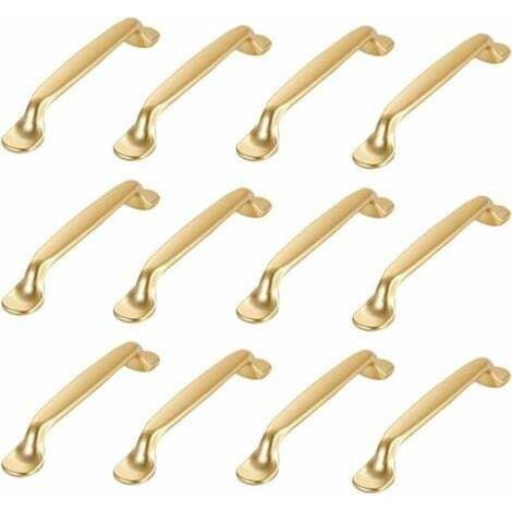 Tuserxln – Lot de 12 poignées de meuble dorées – Alliage d'aluminium – Entraxe 96mm – Dimensions 131x19x23.8mm – Vis incluses (1/5)