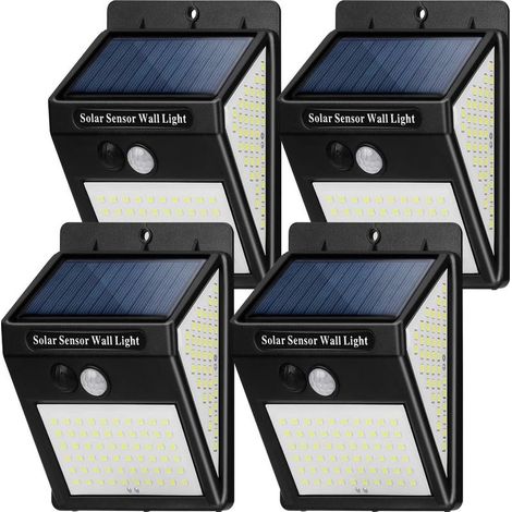Solar Light Outdoor, Solar Lamp Outdoor, Motion Sensor, 3 Modes [4 Pack 144 LEDs], Waterproof Wireless Solar Outdoor Lighting, Outdoor Wall Lamp for Garden [Energy Class A+] (1/5)