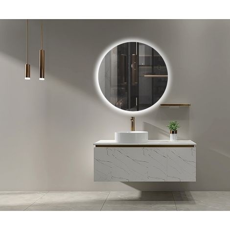 Espejos con luz led para baño, Espejo Redondo, retroiluminado Luz Calida - Espejo para Dormitorio, vestidor - Ø 80CM - OPOR001/80C (1/4)