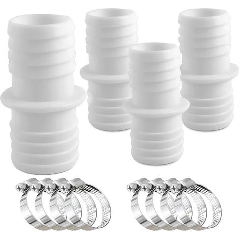 4 Pcs Raccord Tuyau Piscine 38mm, Adaptateurs de Tuyau 38 a 38, Adaptateur Tuyau Arrosage, 8 Pcs serrage universels en acier Inoxydable, Adaptateurs de Tuyau - Double embout de Tuyau (1/5)