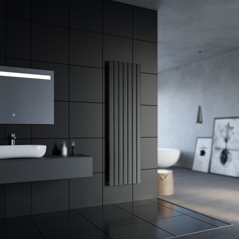 SONNI Paneelheizkörper Vertikal 1800 x 539 mm Doppellagig Antrazit Mittelanschluss Badheizkörper Heizkoerper Vertikal Design Flach Heizkörper (1/5)